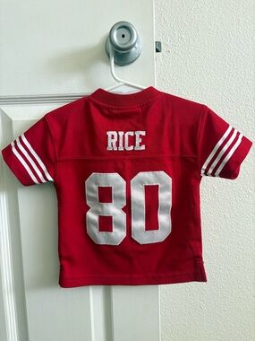 Mitchell & Ness Red Kids Short-Sleeve Football Jersey with White 80